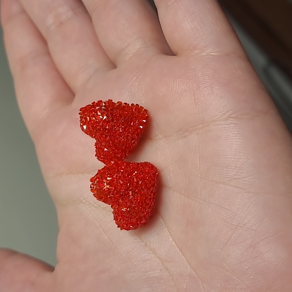 Red Heart Rhinestone Earrings